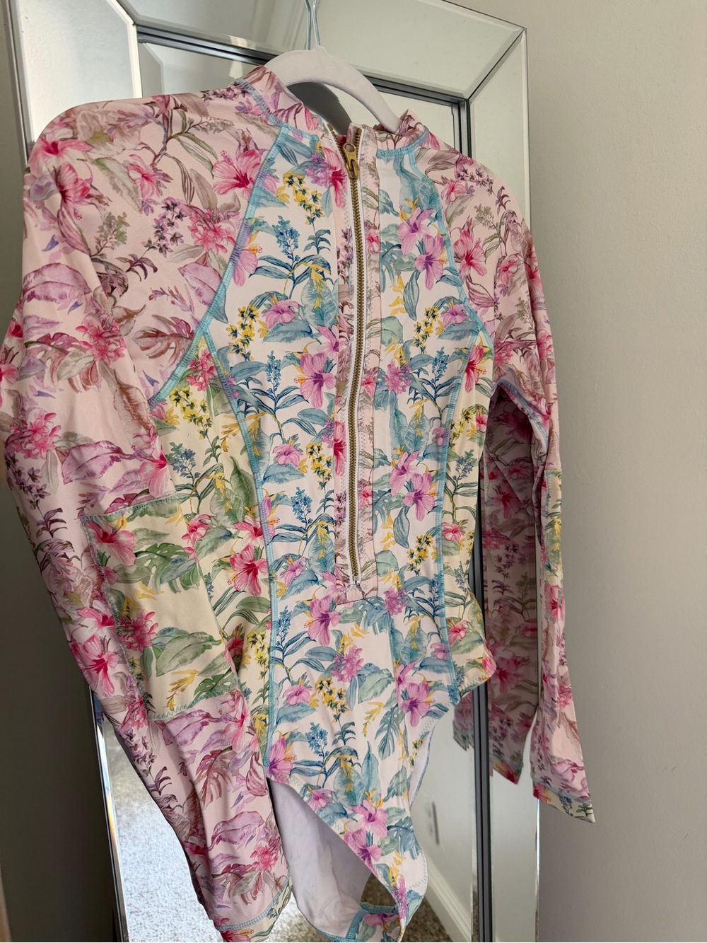 Hurley x Loveshackfancy Floral Zip-Front Women’s Swimsuit - Pink & Cream